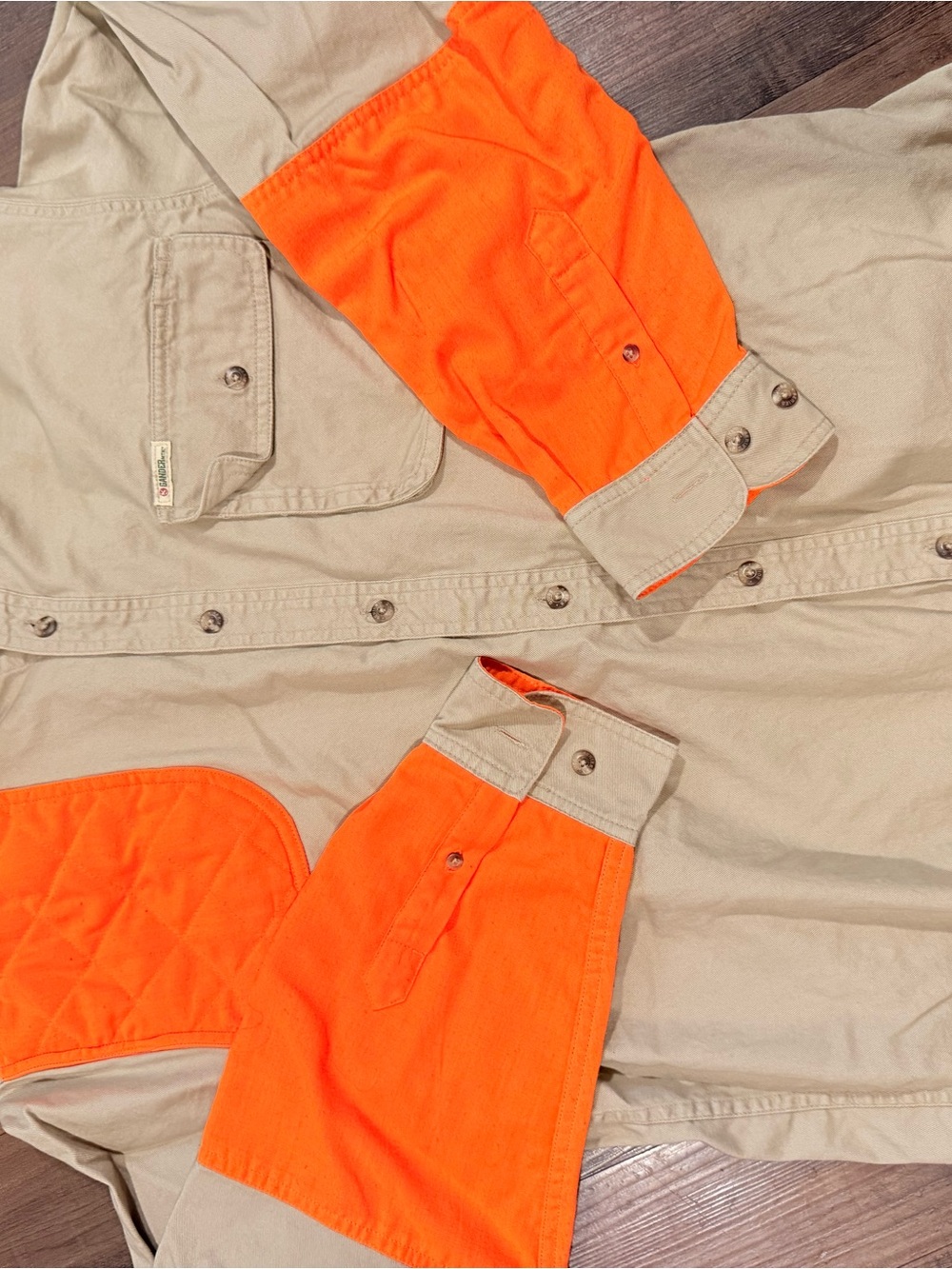 Gander Mountain Khaki and High-Vis Orange Button Down Shirt
